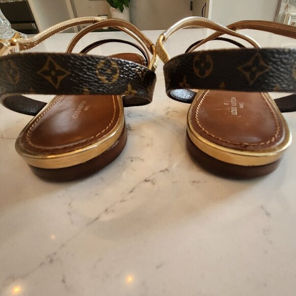 Louis Vuitton Gold Monogram Landscape Sandals, Authentic - Picture 4 of 13